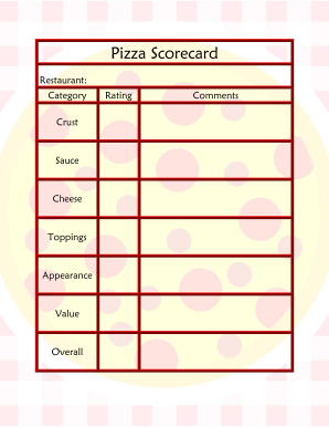 Pizza Scorecard  Form