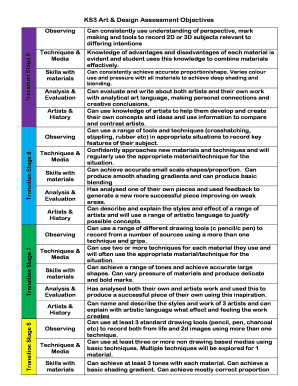 KS3 Art &amp; Design Assessment Objectives  Form