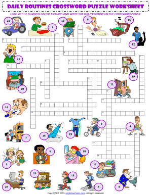 Daily Routines CROSSWORD PUZZLE Worksheet  Form