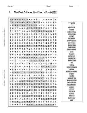 The First Cultures Word Search Puzzle  Form