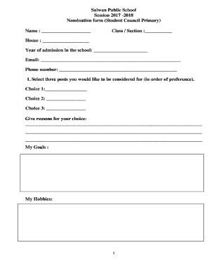 Student Council Nomination Form