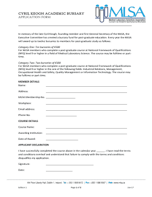 CYRIL KEOGH ACADEMIC BURSARY Form