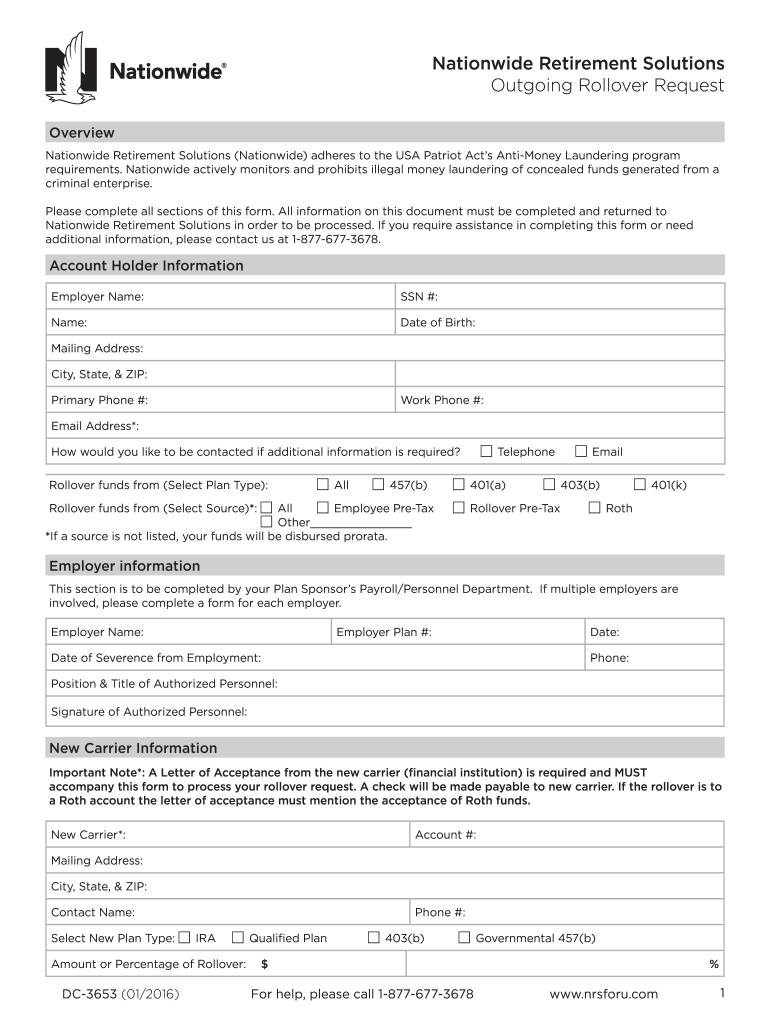 Nationwide Outgoing Rollover Request Form 2016