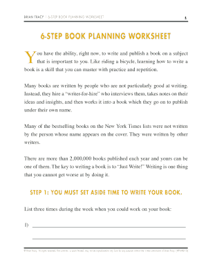 BRIAN TRACY 6 STEP BOOK PLANNING WORKSHEET  Form