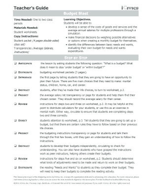 Budget Blast Worksheet Answers  Form