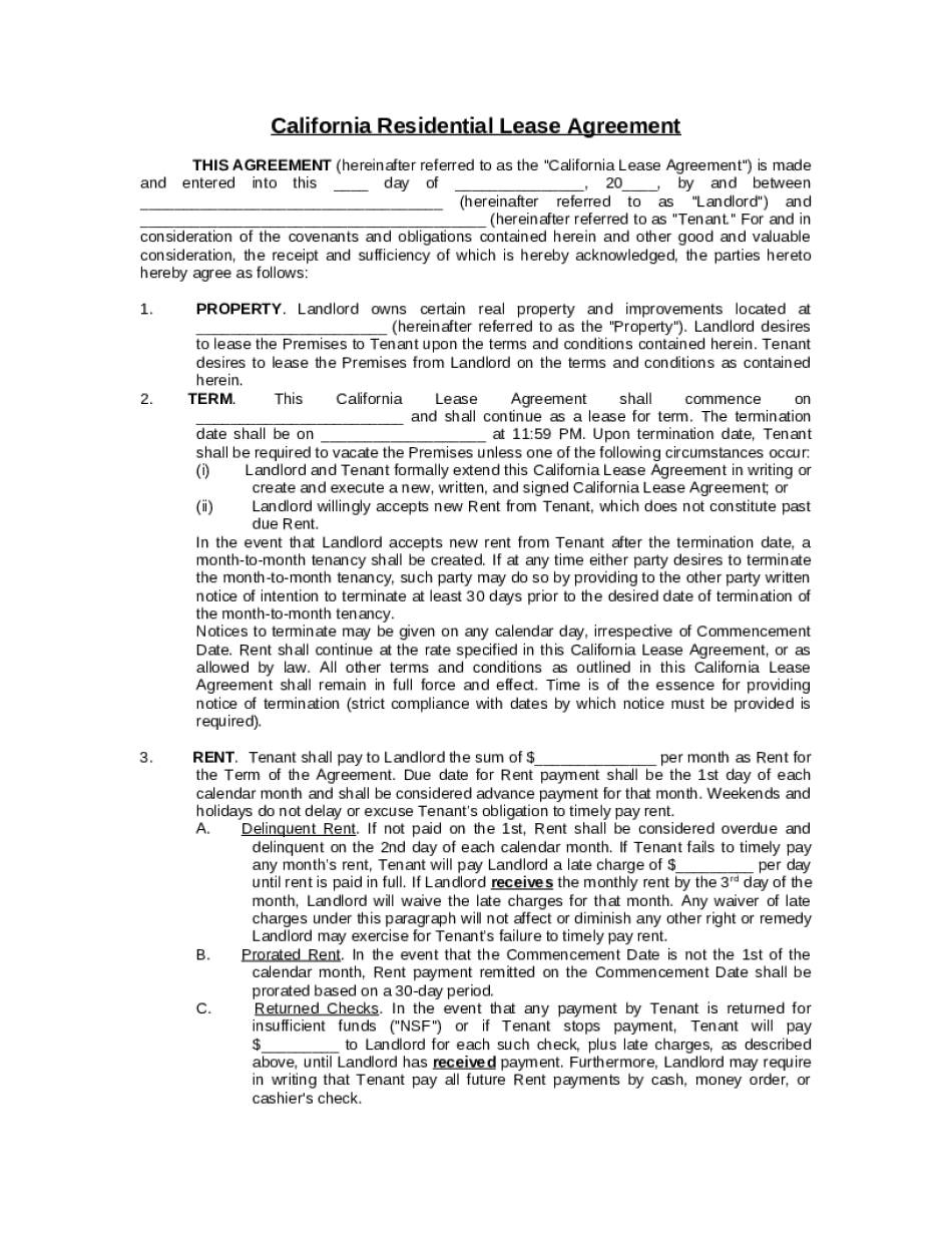  THIS AGREEMENT Hereinafter Referred to as the &quot;California Lease Agreement&quot; is Made and Entered into This Day of , 20,  2017-2024