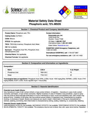 Phosphoric Acid 75 Msds  Form