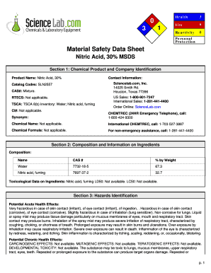 Msds of Nitric Acid  Form