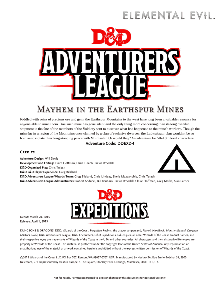 Mayhem in Earthspur Mines  Form