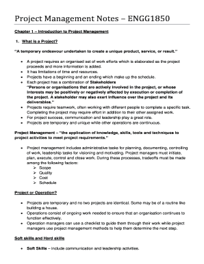 Project Management Full Notes PDF  Form