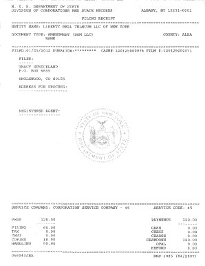 Nys Filing Receipt Example  Form