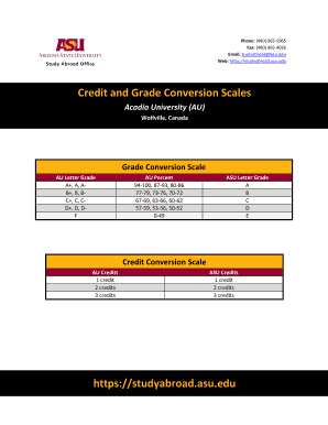 Asu Grading Scale  Form