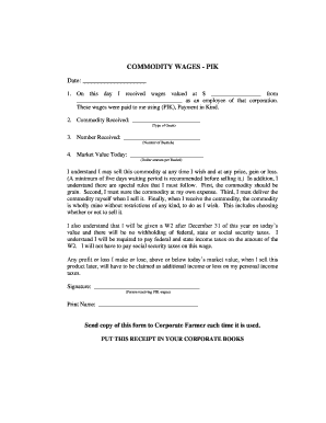 Commodity Wages  Form