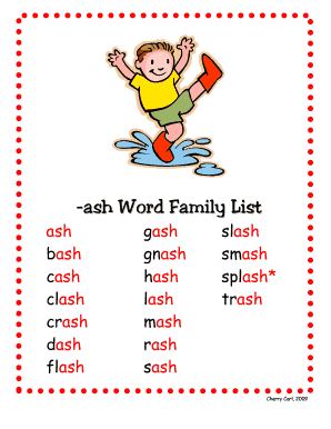 Ash Word Family  Form