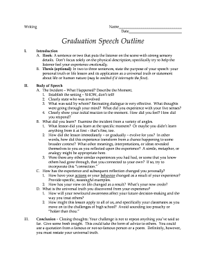 Graduation Speech Outline PDF  Form