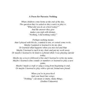 A Poem for Parents Nothing  Form