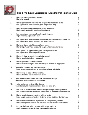 5 Love Languages Workplace Quiz PDF  Form