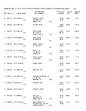 Baltimore Tax Sale Property List  Form