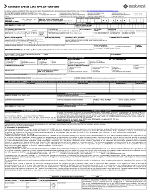 Eastwest Credit Card Application Form