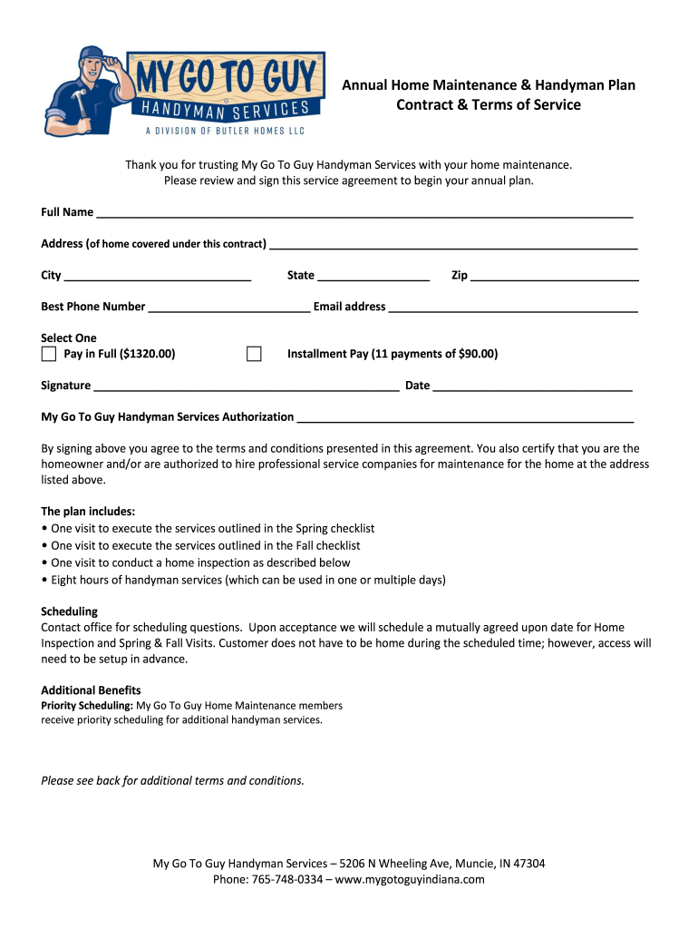Annual Home Contract  Form