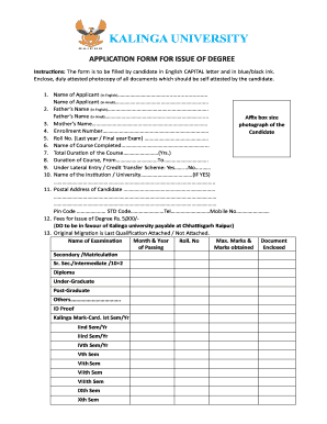 Kalinga University Degree Form