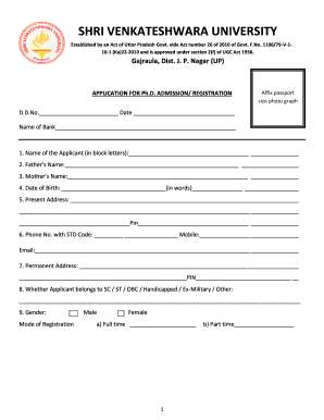 SHRI VENKATESHWARA UNIVERSITY  Form