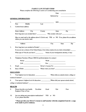 FAMILY LAW INTAKE FORM