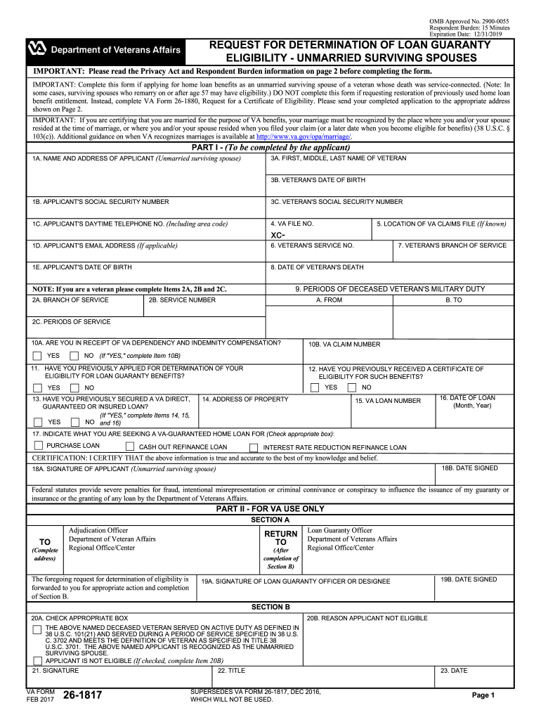  Va Form 26 1817 2017