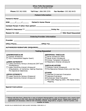 Vascular Lab Order Form