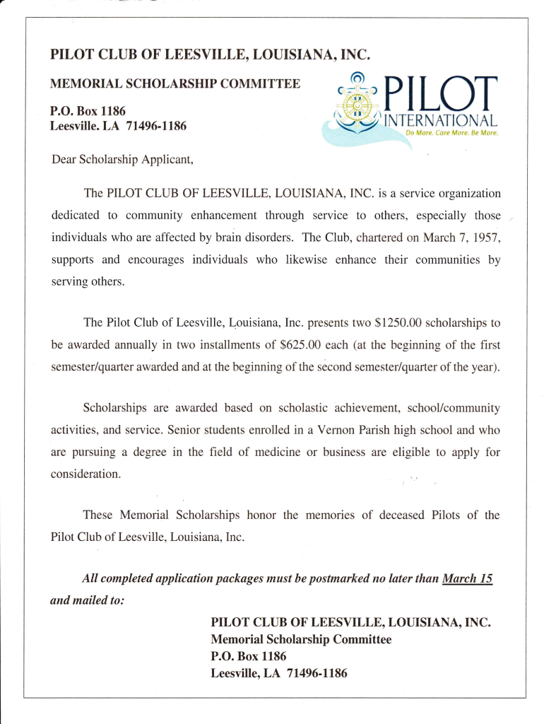 PILOT CLUB of LEESVILLE, LOUISIANA, INC  Form