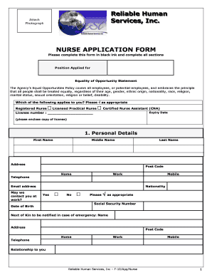 NURSE APPLICATION FORM