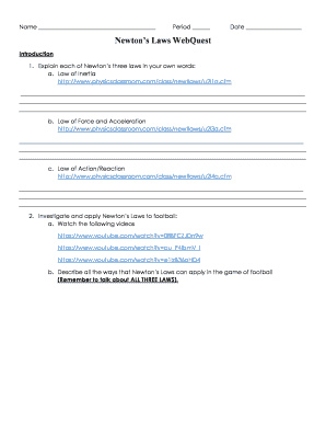 Newton&#039;s First Law Webquest Answer Key  Form