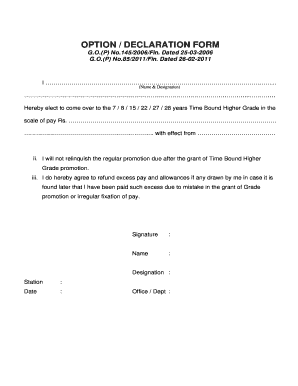 Option Declaration Form