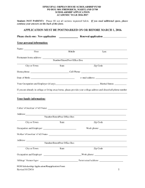 EPISCOPAL ORPHAN HOUSE SCHOLARSHIP FUND  Form
