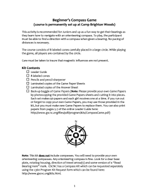 Beginners Compass Game  Form