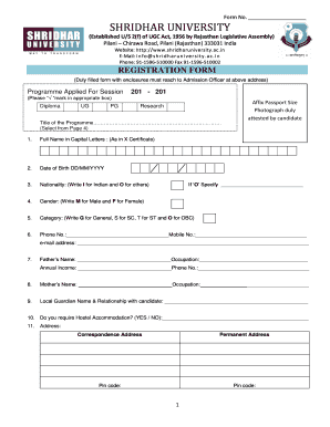 SHRIDHAR UNIVERSITY  Form