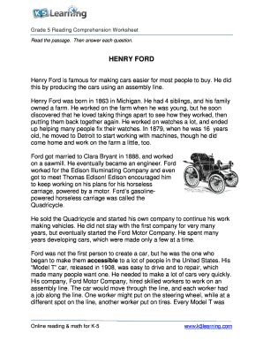 Henry Ford Reading Answers  Form