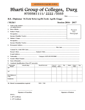 College Admission Enquiry Form PDF