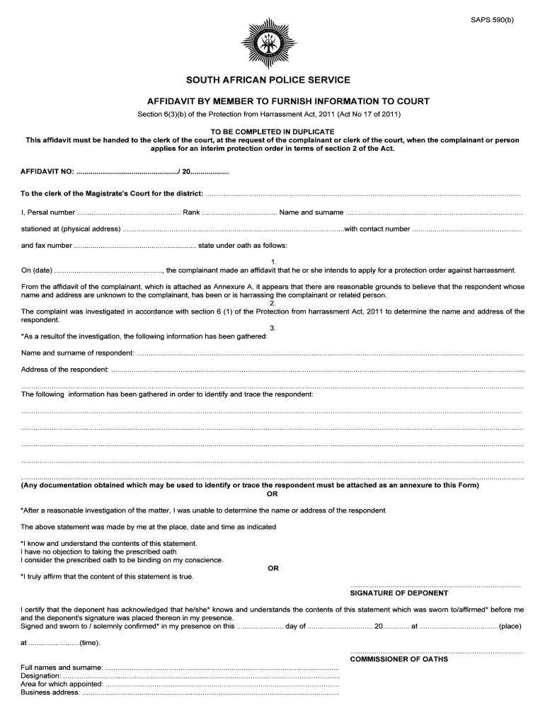 SAPS 590b  Form