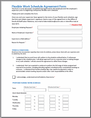 Work Schedule Agreement Template  Form