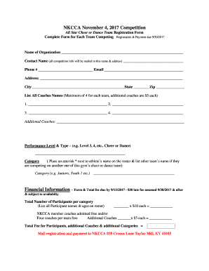 Dance Team Registration Form Template