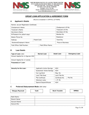  Group Loan Agreement Form 2017