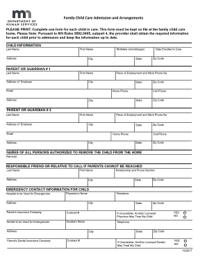  This Form Must Be Kept on File at the Family Child Care 2017-2024