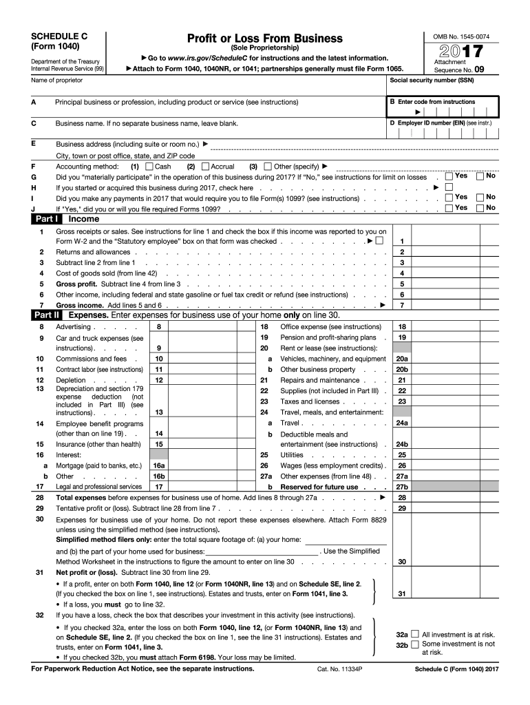  Schedule C  Form 2017