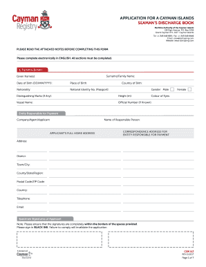 APPLICATION for a CAYMAN ISLANDS  Form