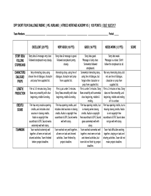 Short Film Rubric  Form