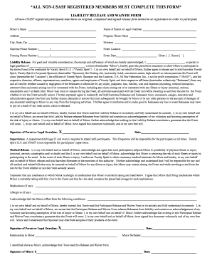 *ALL NON USASF REGISTERED MEMBERS MUST COMPLETE THIS FORM*