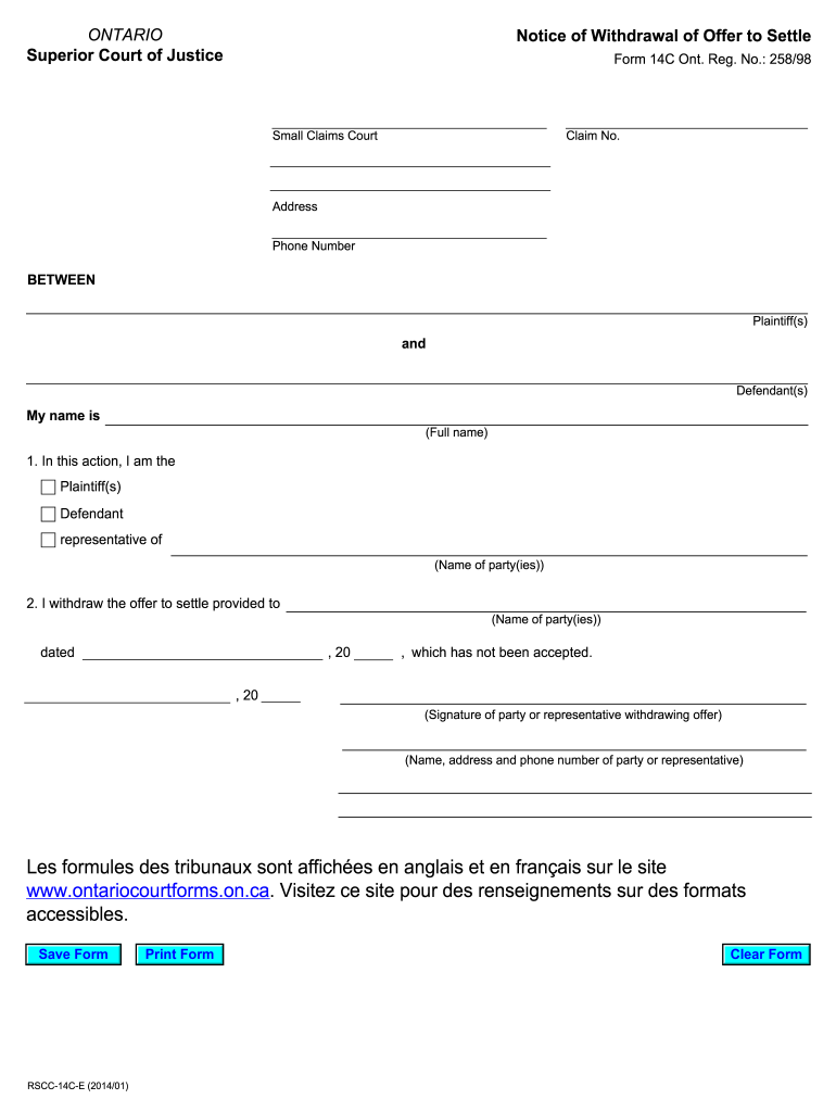  Form 14C Ont 2014-2024