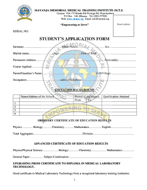 Mayanja Memorial Medical Training Institute  Form