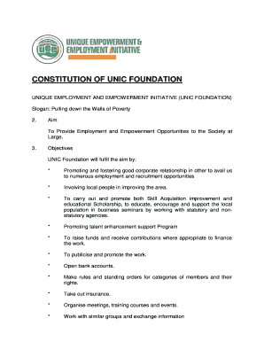 CONSTITUTION of UNIC FOUNDATION  Form